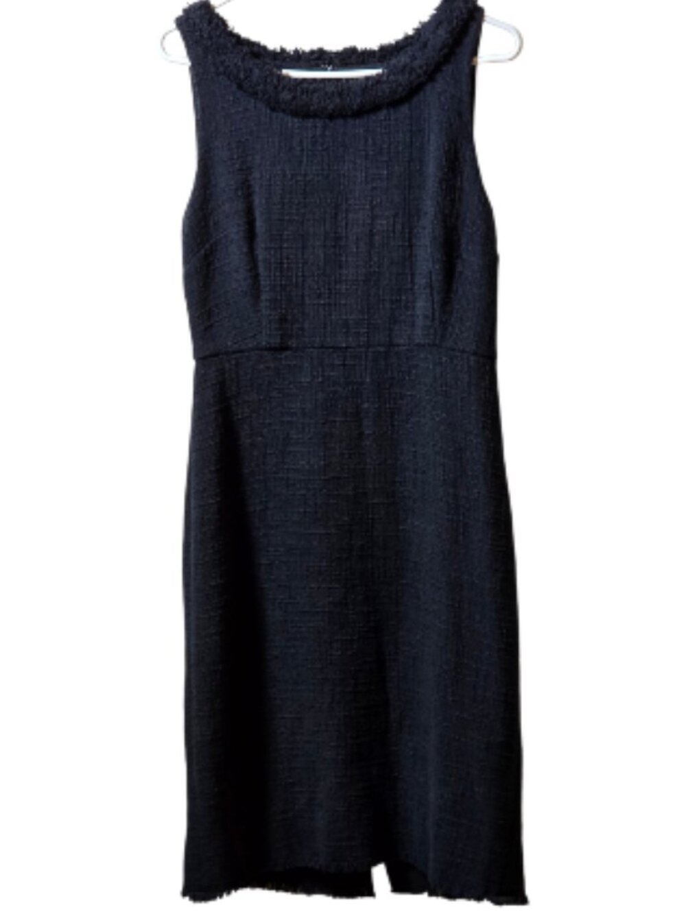 J.Crew Re-Imagined Black Tweed Fringe Sheath Dress Size 4 Sleeveless Classic